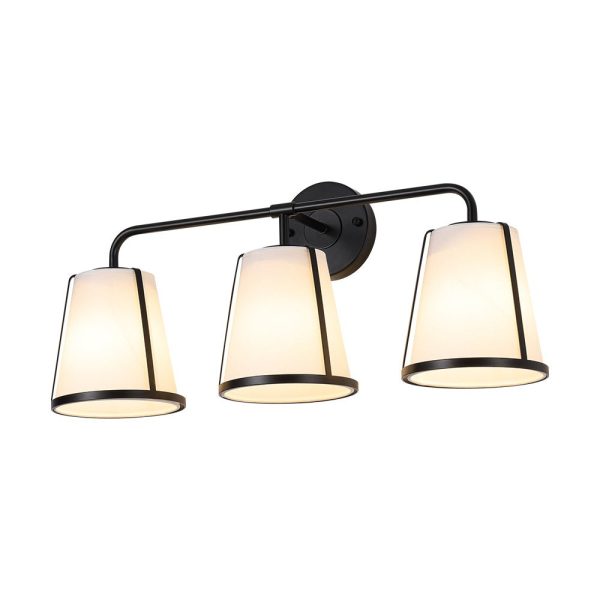 LightFixturesUSA - 3 - Light Fabric Conical Shade Vanity Wall Sconce - Wall Sconce - 24.4 in - 