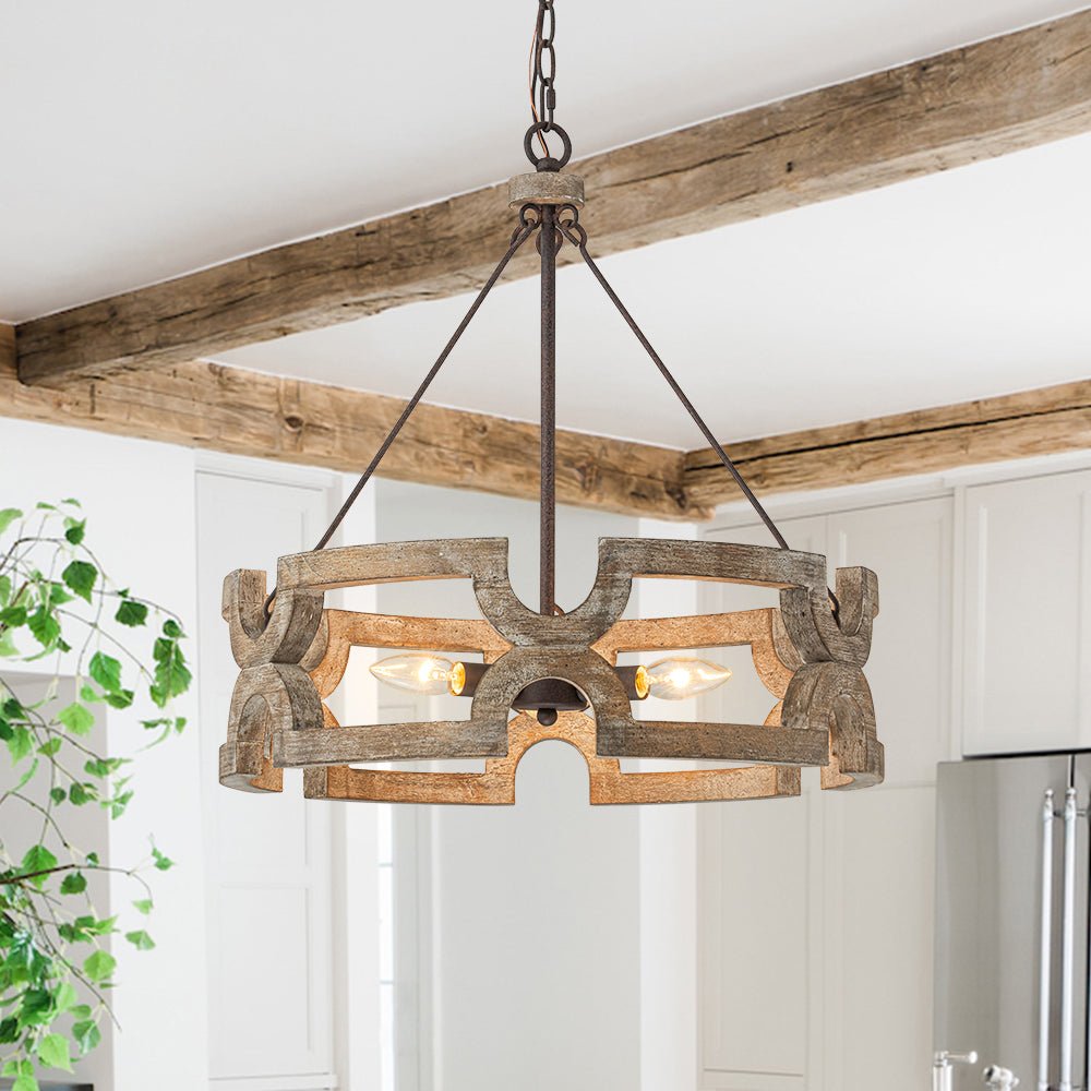 lightfixturesusa-3-light-farmhouse-open-aged-wood-drum-pendant-light-chandelier-3-light-130241 LightFixturesUSA - 3 - Light Farmhouse Open Aged Wood Drum Pendant Light - Chandelier - 3 - Light -