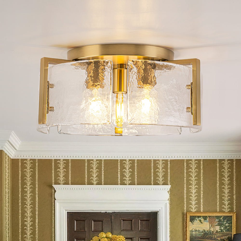 lightfixturesusa-3-light-water-textured-glass-drum-cage-semi-flush-mount-ceiling-light-brass-pre-order-9804362 LightFixturesUSA - 3 - Light Water Textured Glass Drum Cage Semi Flush Mount - Ceiling Light - Brass (Pre - Order) -