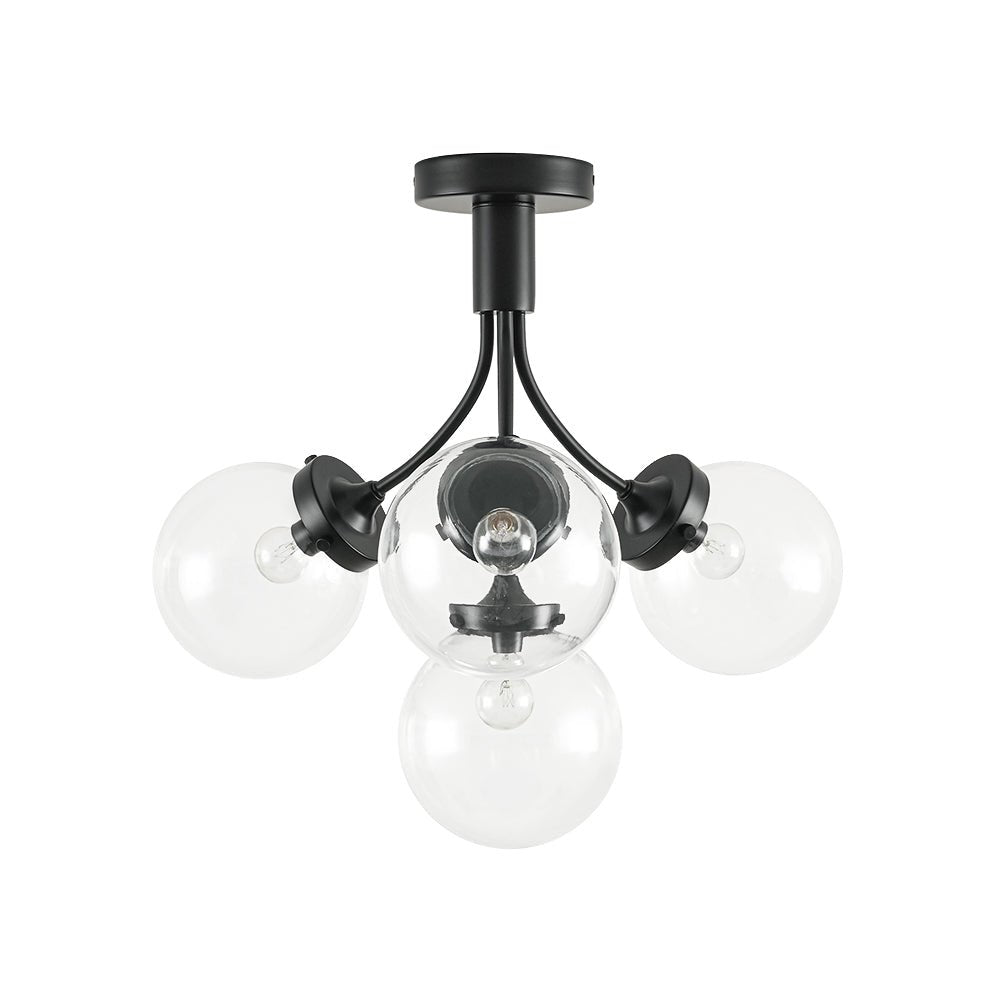 lightfixturesusa-4-light-bloom-clear-glass-globe-semi-flush-mount-ceiling-light-black-542008