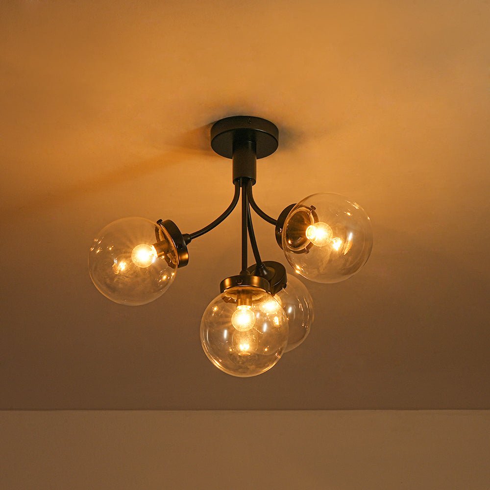 lightfixturesusa-4-light-bloom-clear-glass-globe-semi-flush-mount-ceiling-light-black-548838