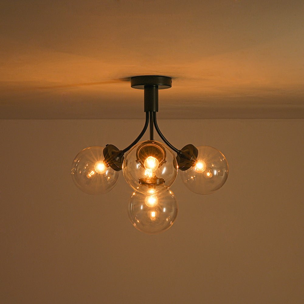 lightfixturesusa-4-light-bloom-clear-glass-globe-semi-flush-mount-ceiling-light-black-565515