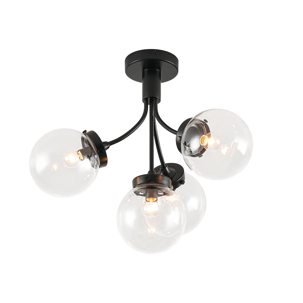 lightfixturesusa-4-light-bloom-clear-glass-globe-semi-flush-mount-ceiling-light-black-692643