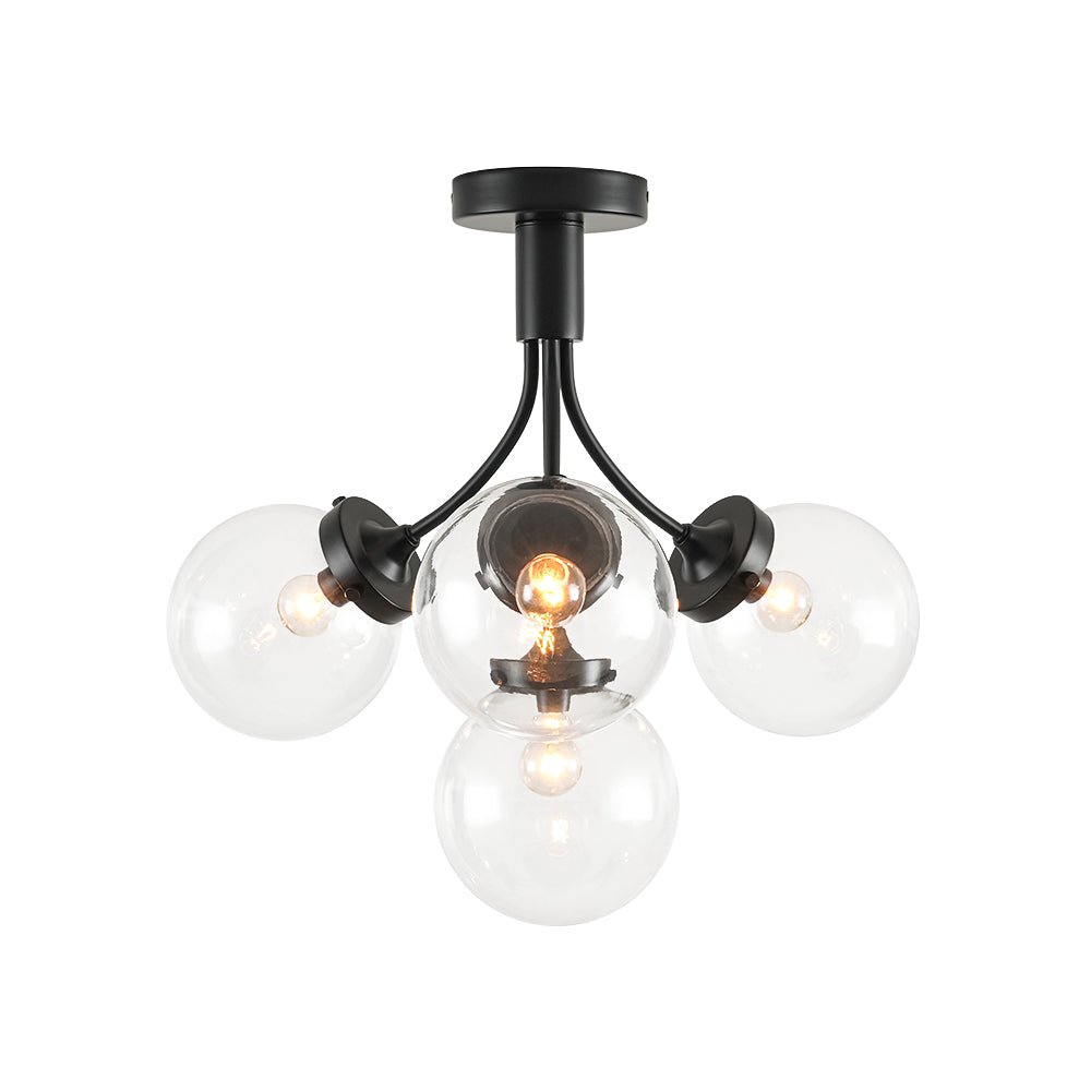 lightfixturesusa-4-light-bloom-clear-glass-globe-semi-flush-mount-ceiling-light-black-857890