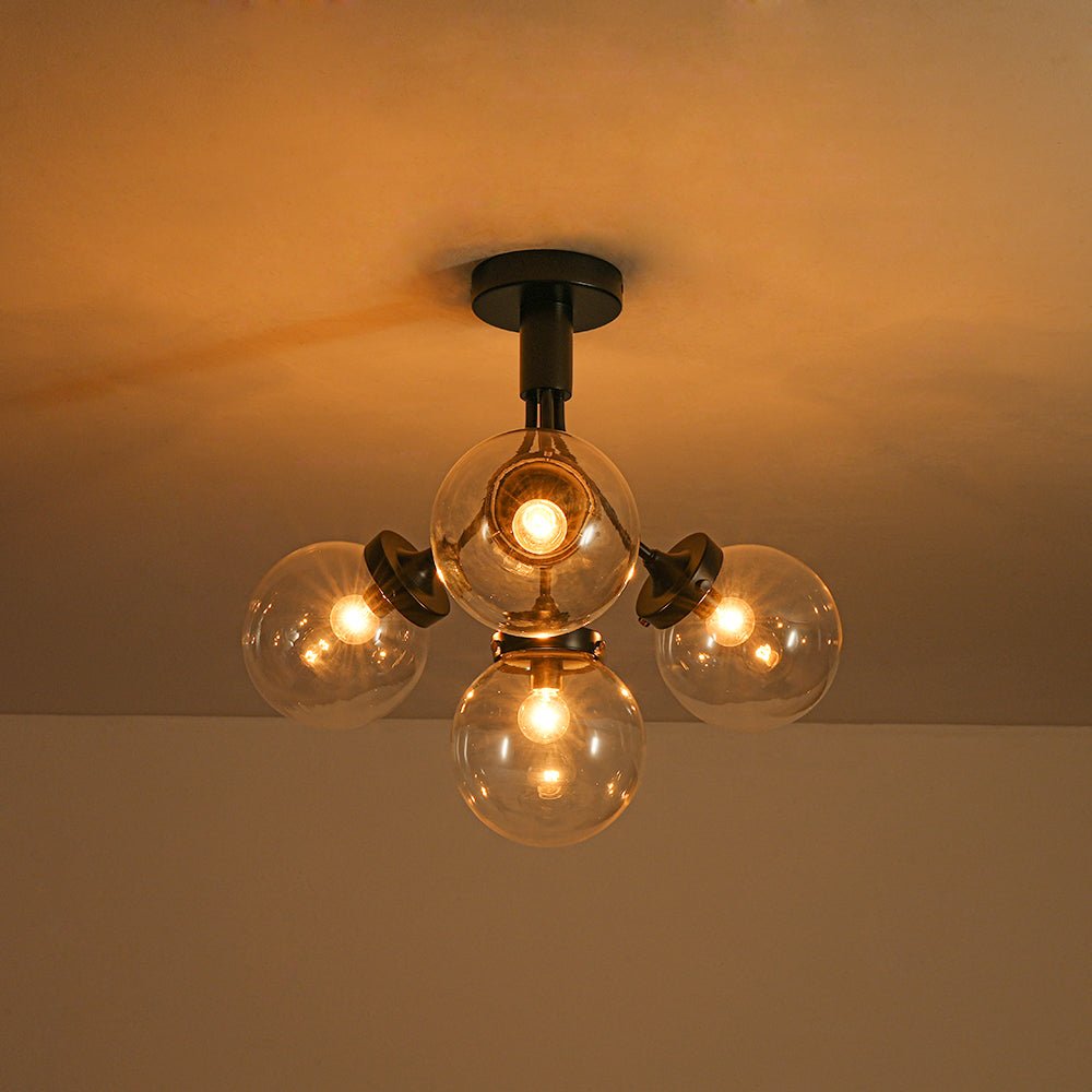 lightfixturesusa-4-light-bloom-clear-glass-globe-semi-flush-mount-ceiling-light-black-874199