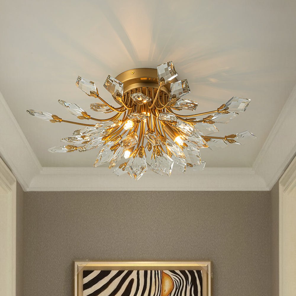 lightfixturesusa-4-light-bloom-crystal-leaf-semi-flush-mount-light-ceiling-light-brass-901813 LightFixturesUSA-4-Light Bloom Crystal Leaf Semi Flush Mount Light-Ceiling Light-Brass-