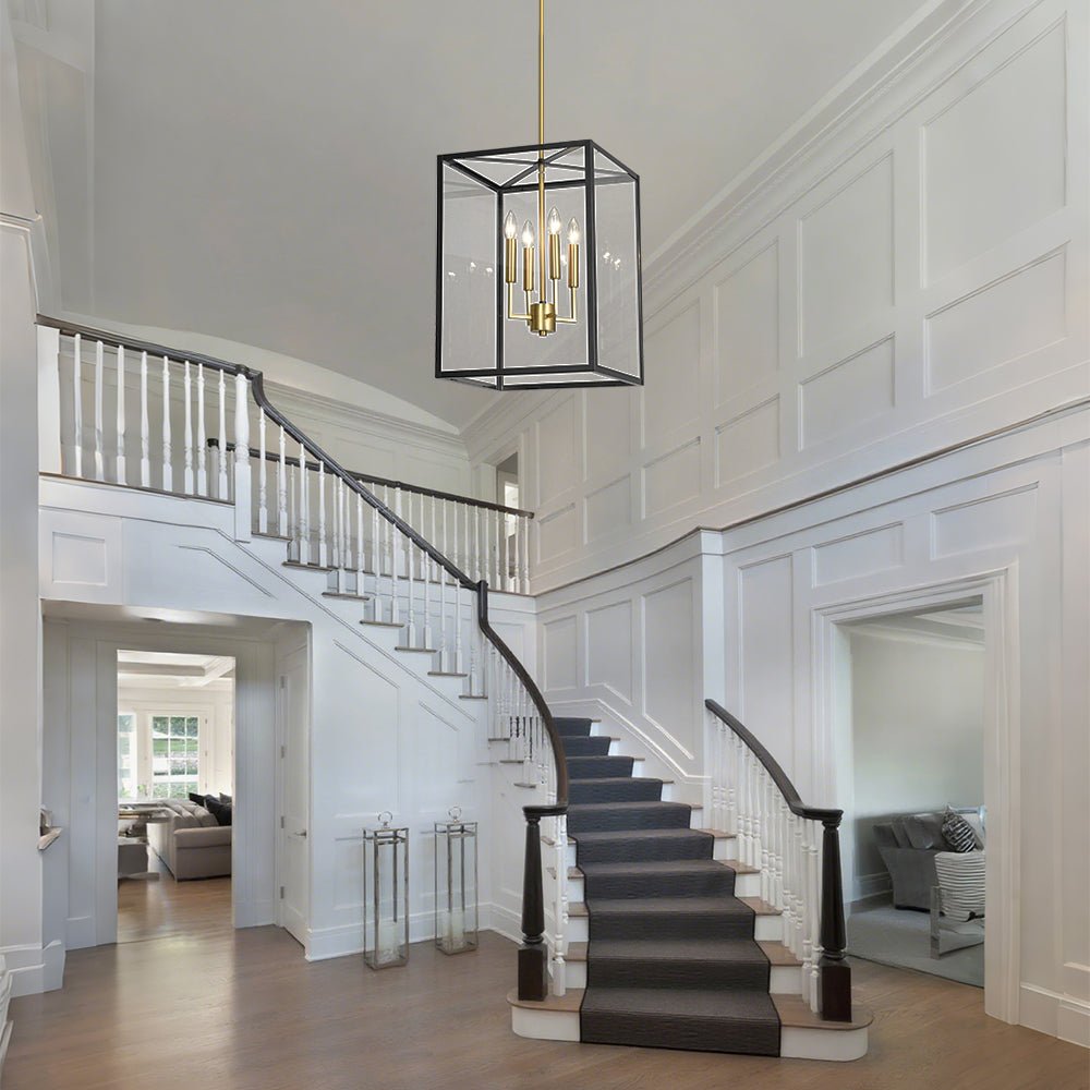 lightfixturesusa-4-light-candle-style-wide-glass-square-lantern-pendant-chandelier-15-in-6620357 LightFixturesUSA - 4 - Light Candle Style Wide Glass Square Lantern Pendant - Chandelier - 15 in -