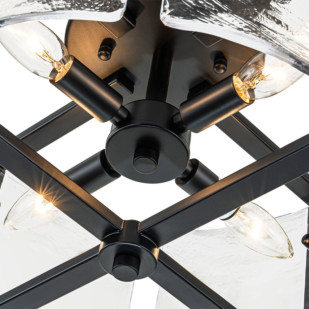 lightfixturesusa-4-light-contemporary-clear-textured-glass-drum-flush-mount-ceiling-light-black-337120