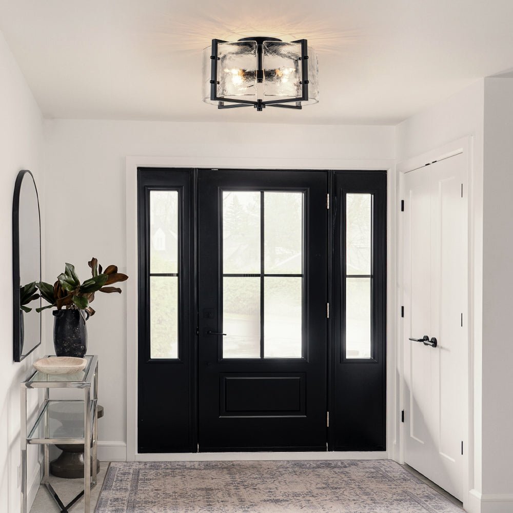 lightfixturesusa-4-light-contemporary-clear-textured-glass-drum-flush-mount-ceiling-light-black-536518