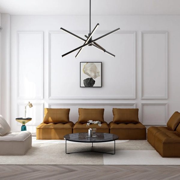 LightFixturesUSA-4-Light Dimmable LED Tube Sputnik Chandelier-Chandelier-Black-
