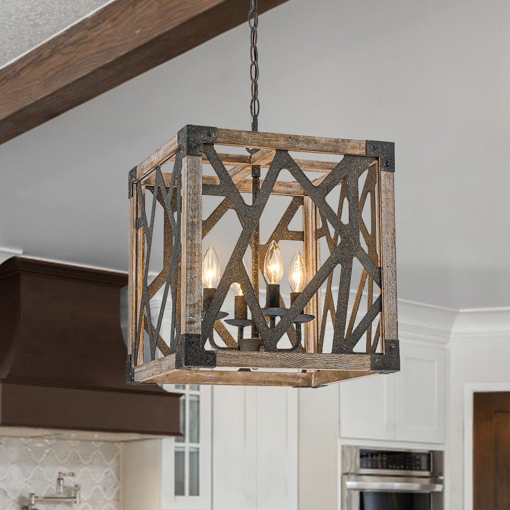 lightfixturesusa-4-light-distressed-wooden-square-cage-pendant-light-pendant-light-rustic-783952 LightFixturesUSA - 4 - Light Distressed Wooden Square Cage Pendant Light - Pendant Light - Rustic -