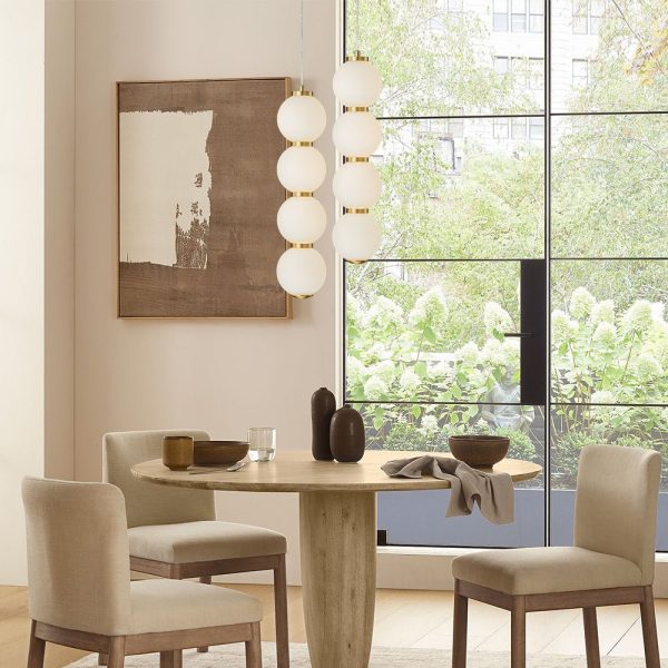 LightFixturesUSA-4-Light LED Frosted Glass Strand Globe Pendant Light-Pendant Light-Brass-4-Lt