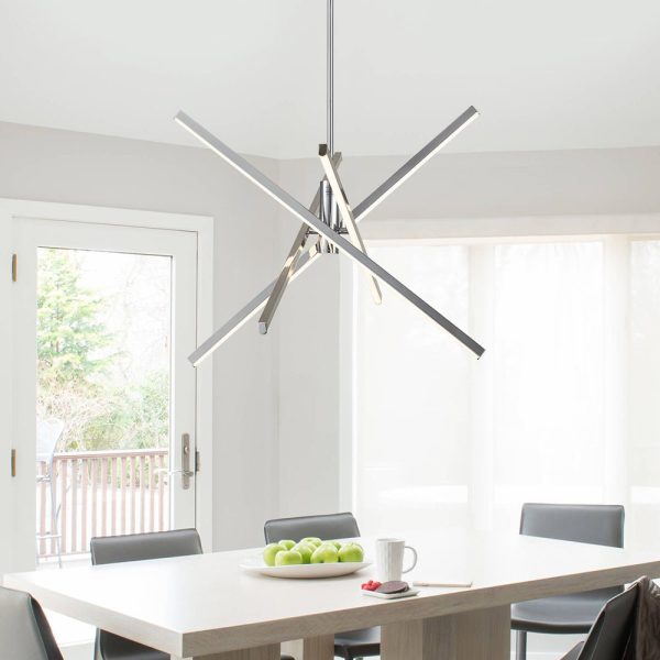LightFixturesUSA-4-Light LED Tube Sputnik Chandelier-Chandelier-Chrome-