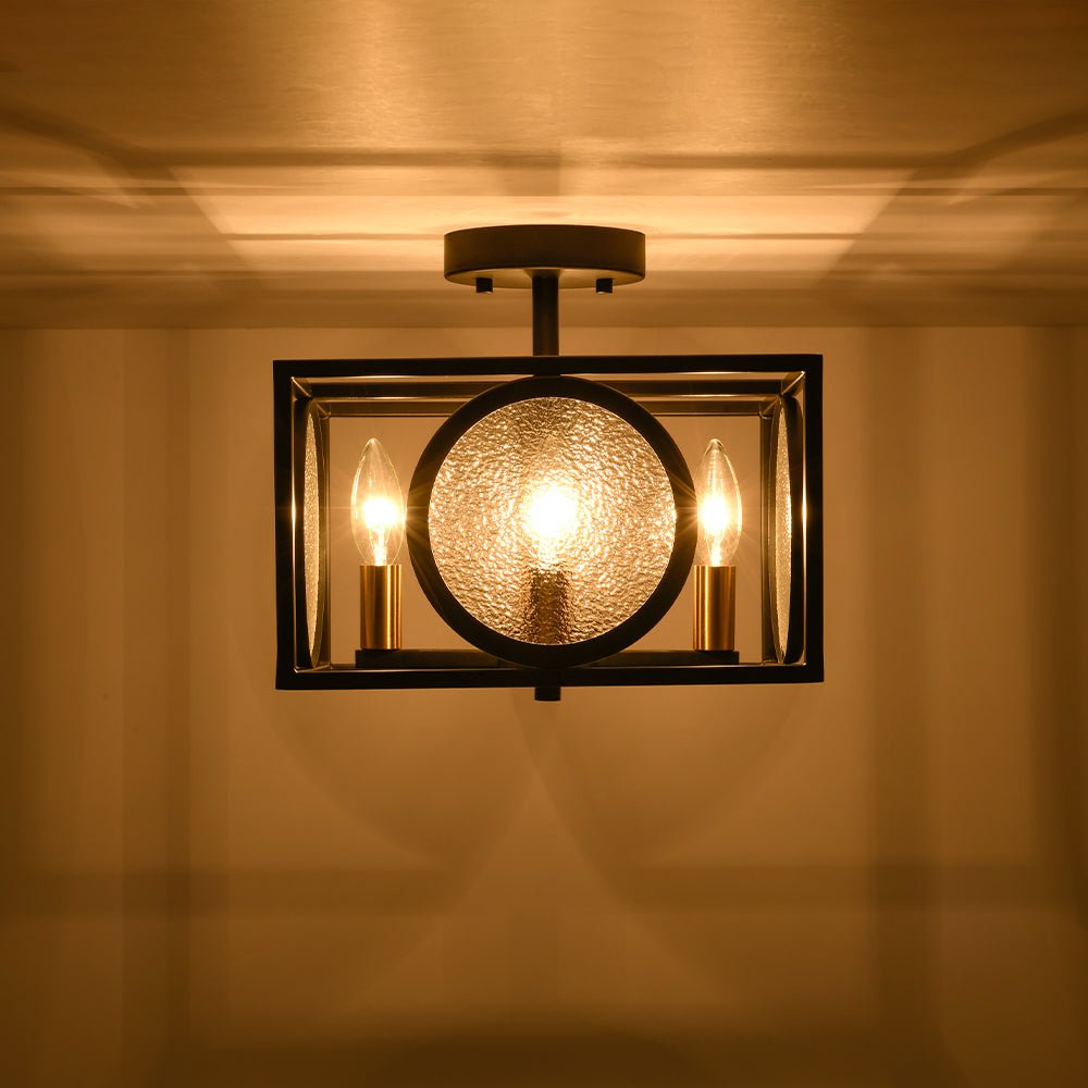 lightfixturesusa-4-light-textured-glass-square-lantern-semi-flush-mount-ceiling-light-black-141040