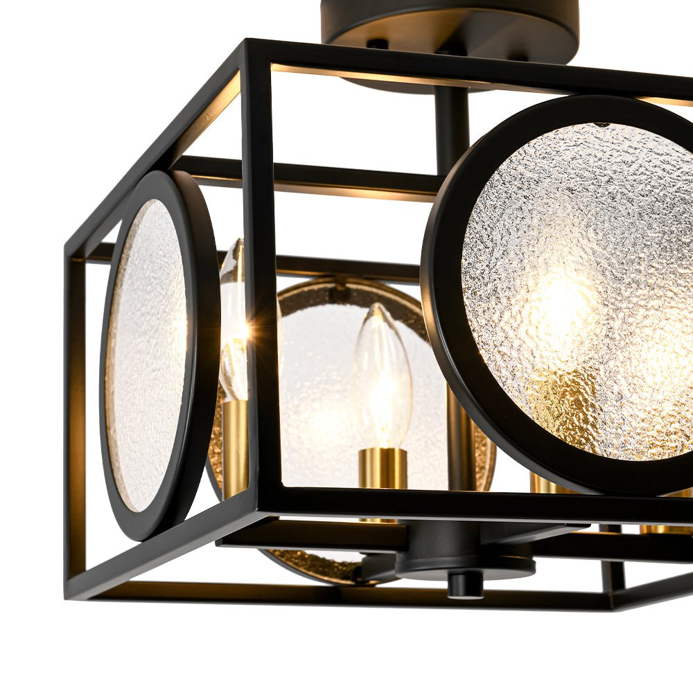 lightfixturesusa-4-light-textured-glass-square-lantern-semi-flush-mount-ceiling-light-black-234409