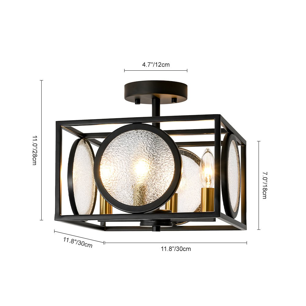 lightfixturesusa-4-light-textured-glass-square-lantern-semi-flush-mount-ceiling-light-black-266006