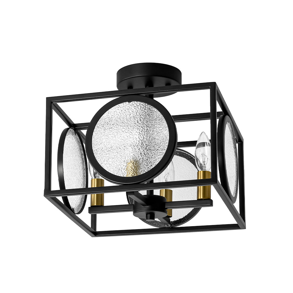 lightfixturesusa-4-light-textured-glass-square-lantern-semi-flush-mount-ceiling-light-black-404557