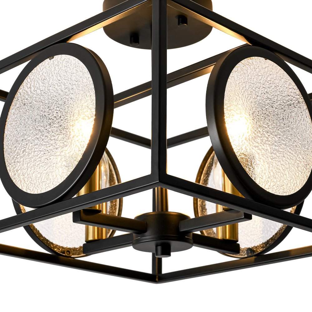 lightfixturesusa-4-light-textured-glass-square-lantern-semi-flush-mount-ceiling-light-black-415118