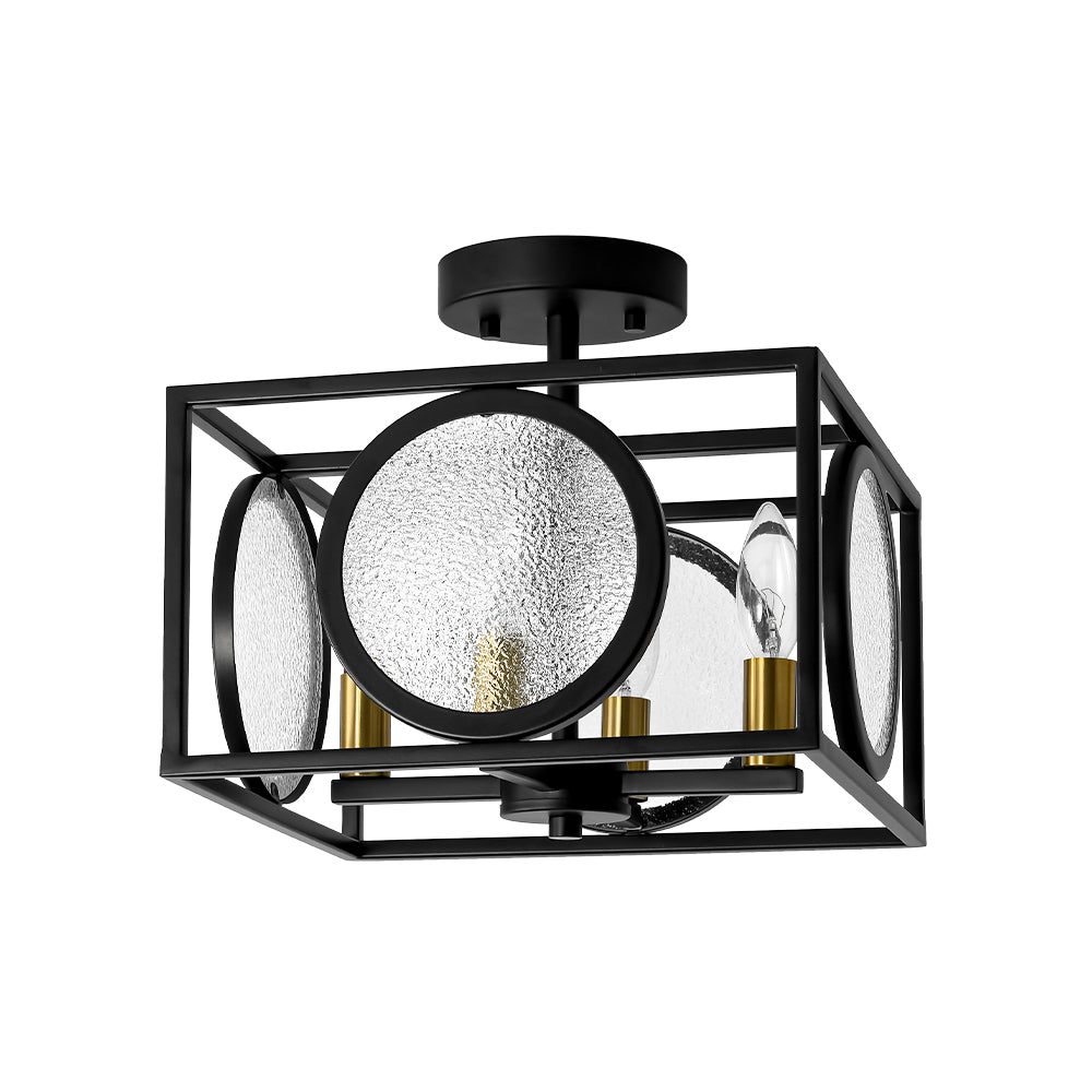 lightfixturesusa-4-light-textured-glass-square-lantern-semi-flush-mount-ceiling-light-black-697790