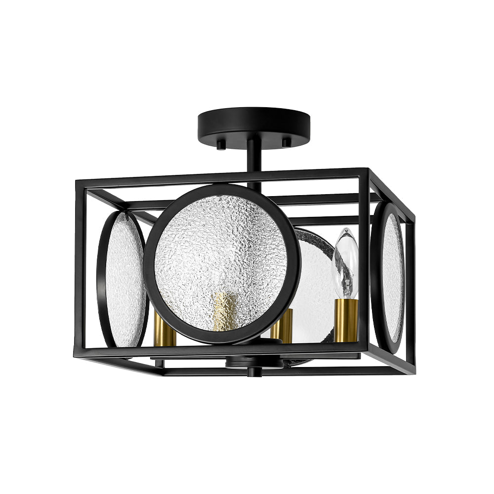 lightfixturesusa-4-light-textured-glass-square-lantern-semi-flush-mount-ceiling-light-black-961999