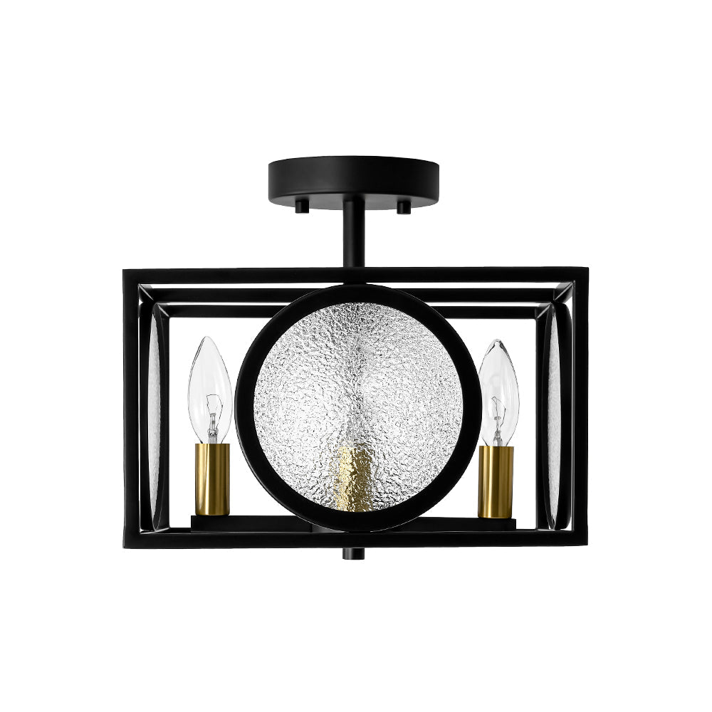 lightfixturesusa-4-light-textured-glass-square-lantern-semi-flush-mount-ceiling-light-black-984313