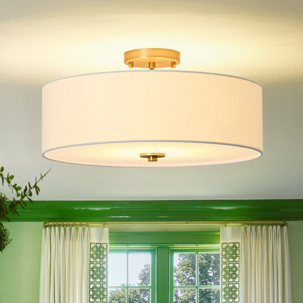 lightfixturesusa-4-light-white-linen-round-drum-brass-semi-flush-mount-ceiling-light-1-tier-6092546 LightFixturesUSA - 4 - Light White Linen Round Drum Brass Semi Flush Mount - Ceiling Light - 1 - Tier -