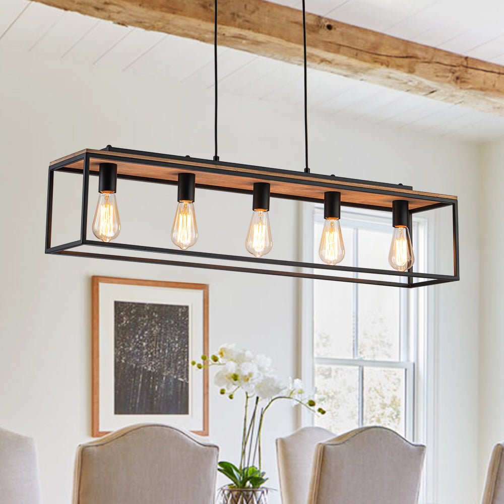 lightfixturesusa-5-light-aged-oak-iron-rectangle-cage-island-chandelier-chandelier-5-lt-707012 LightFixturesUSA - 5 - Light Aged Oak Iron Rectangle Cage Island Chandelier - Chandelier - 5 - Lt -