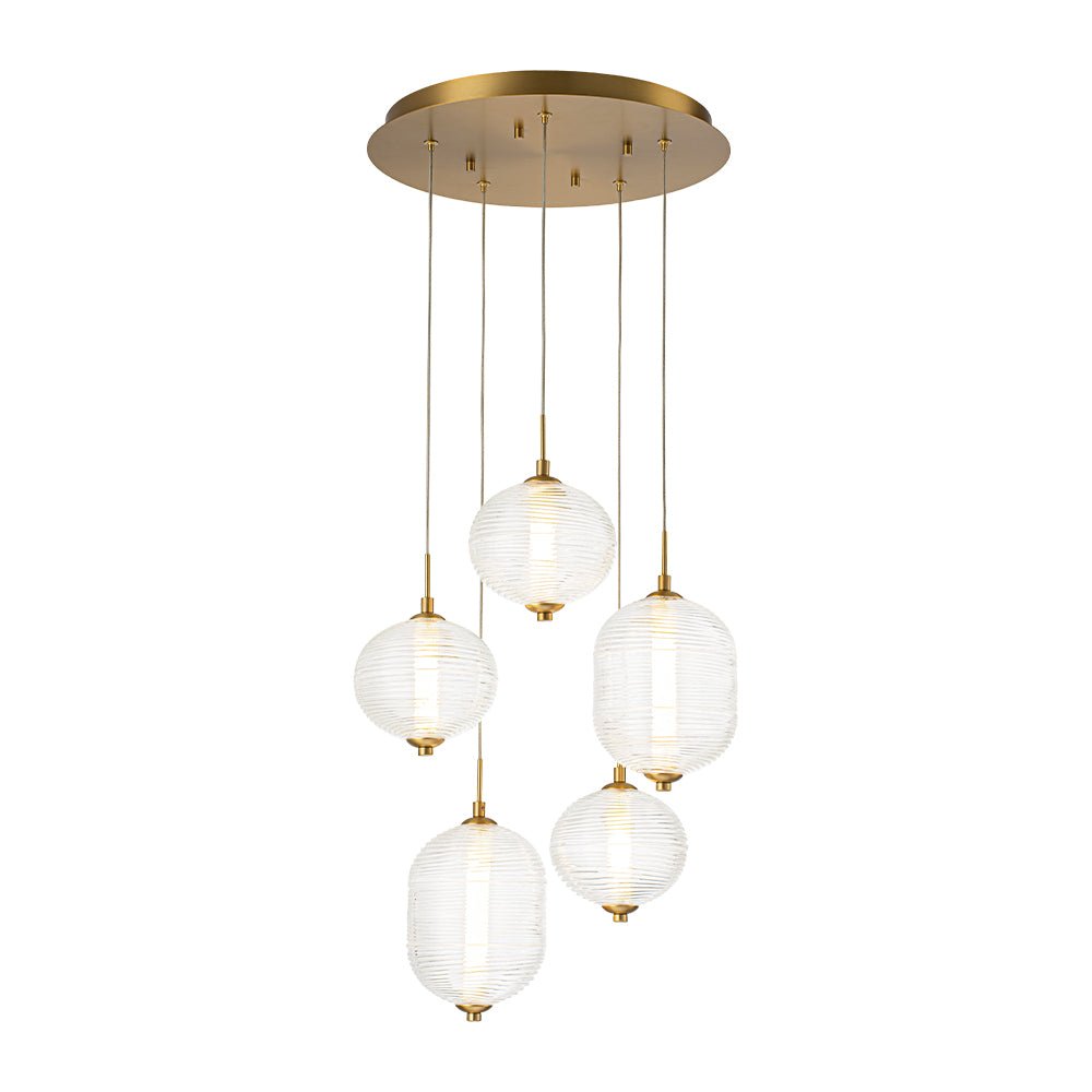 lightfixturesusa-5-light-cluster-ribbed-glass-led-round-entryway-chandelier-chandelier-brass-3470120