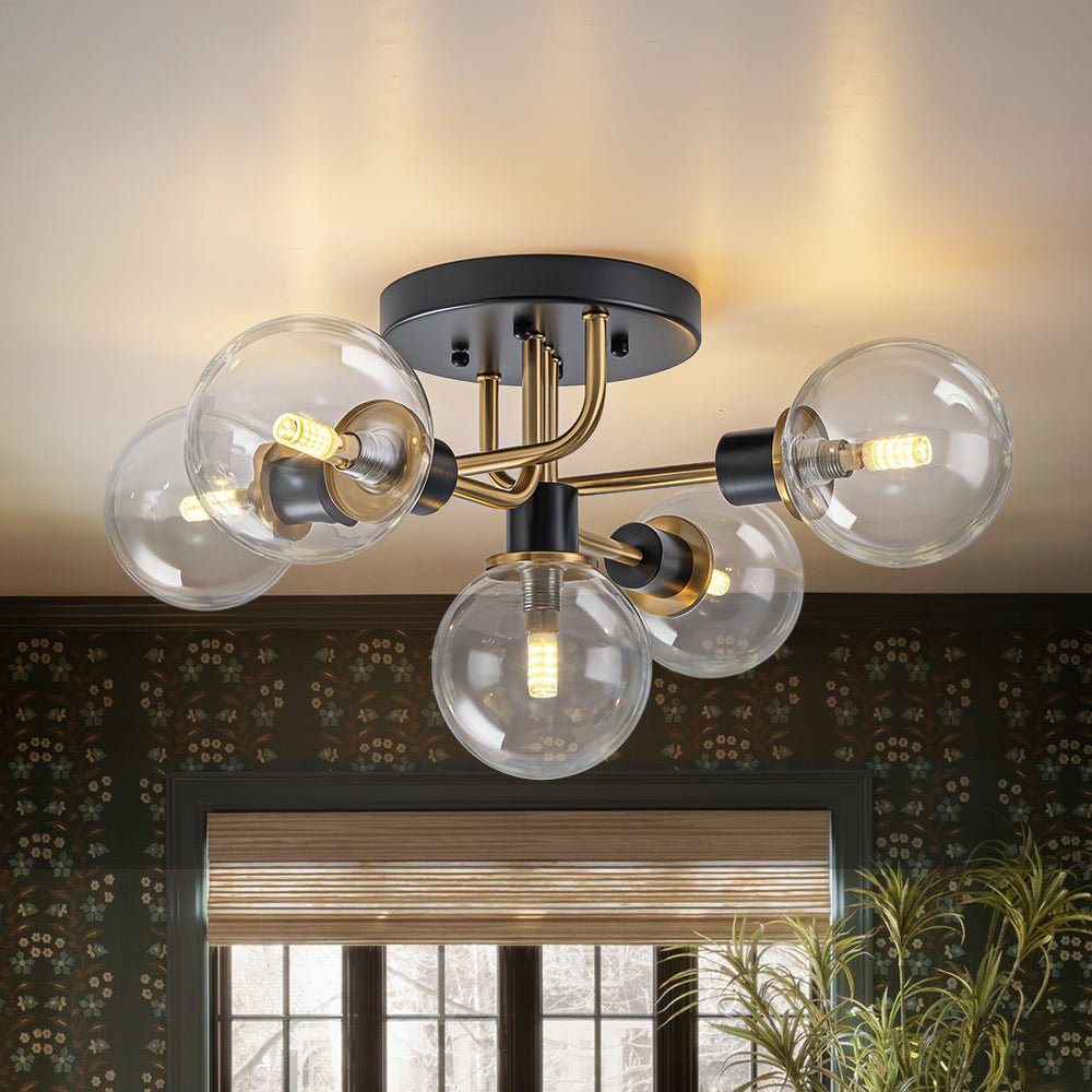lightfixturesusa-5-light-glass-globe-semi-flush-bubble-ceiling-light-ceiling-light-clear-5193418 LightFixturesUSA - 5 - light Glass Globe Semi Flush Bubble Ceiling Light - Ceiling Light - Clear -