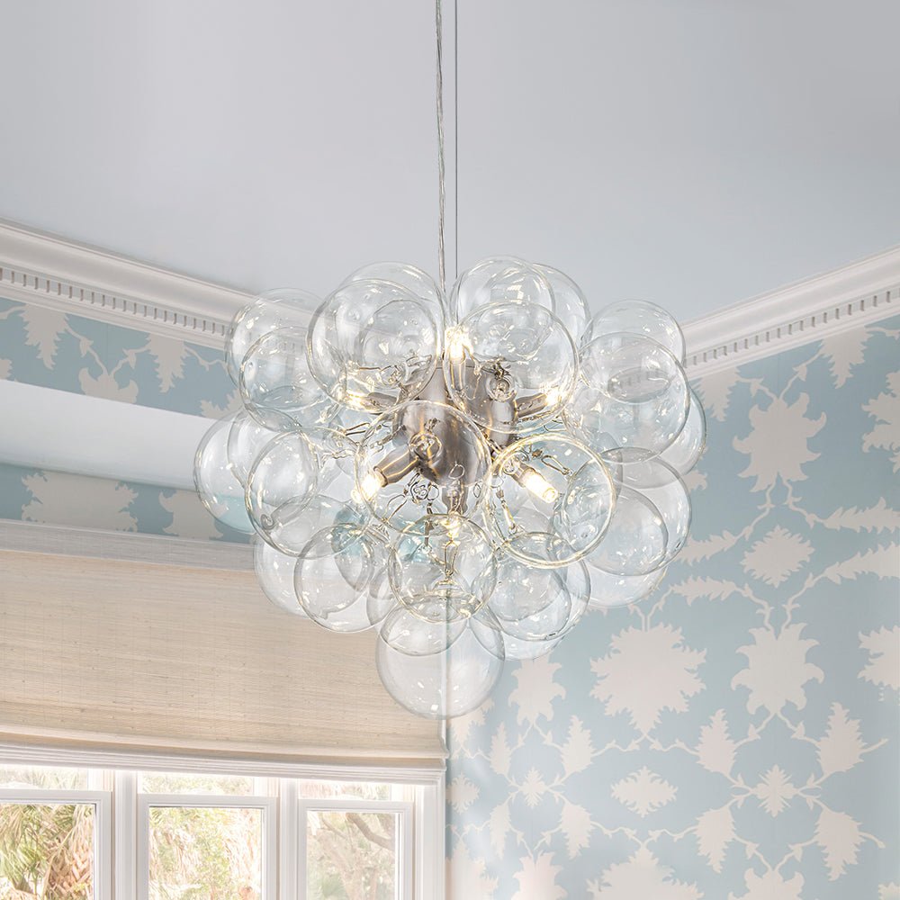 lightfixturesusa-6-light-dimmable-brass-cluster-clear-glass-bubble-sphere-chandelier-chandelier-nickel-5134252 LightFixturesUSA - 6 - Light Dimmable Brass Cluster Clear Glass Bubble Sphere Chandelier - Chandelier - Nickel -