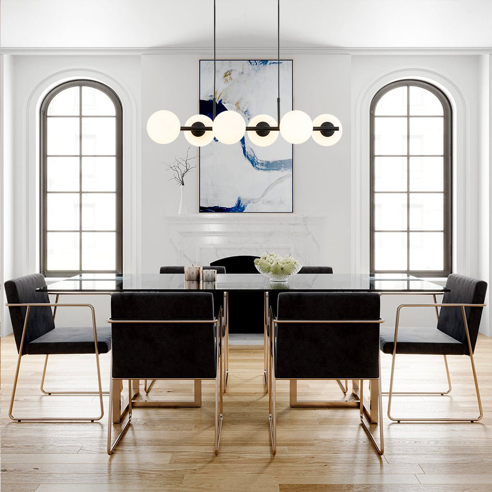 lightfixturesusa-6-light-opal-glass-globe-linear-island-chandelier-chandelier-black-574435 LightFixturesUSA - 6 - Light Opal Glass Globe Linear Island Chandelier - Chandelier - Black -