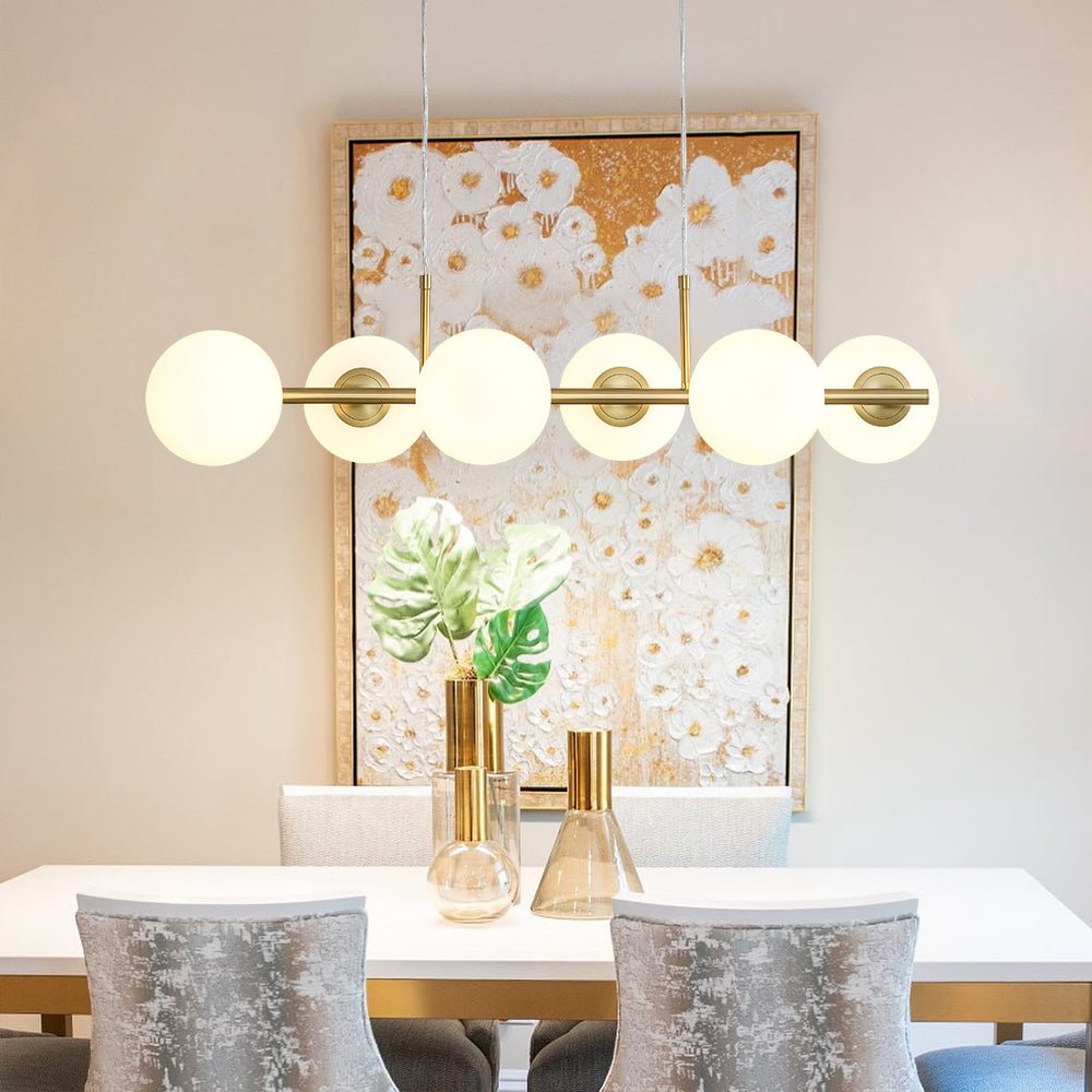lightfixturesusa-6-light-opal-glass-globe-linear-island-chandelier-chandelier-brass-169430 LightFixturesUSA - 6 - Light Opal Glass Globe Linear Island Chandelier - Chandelier - Brass -