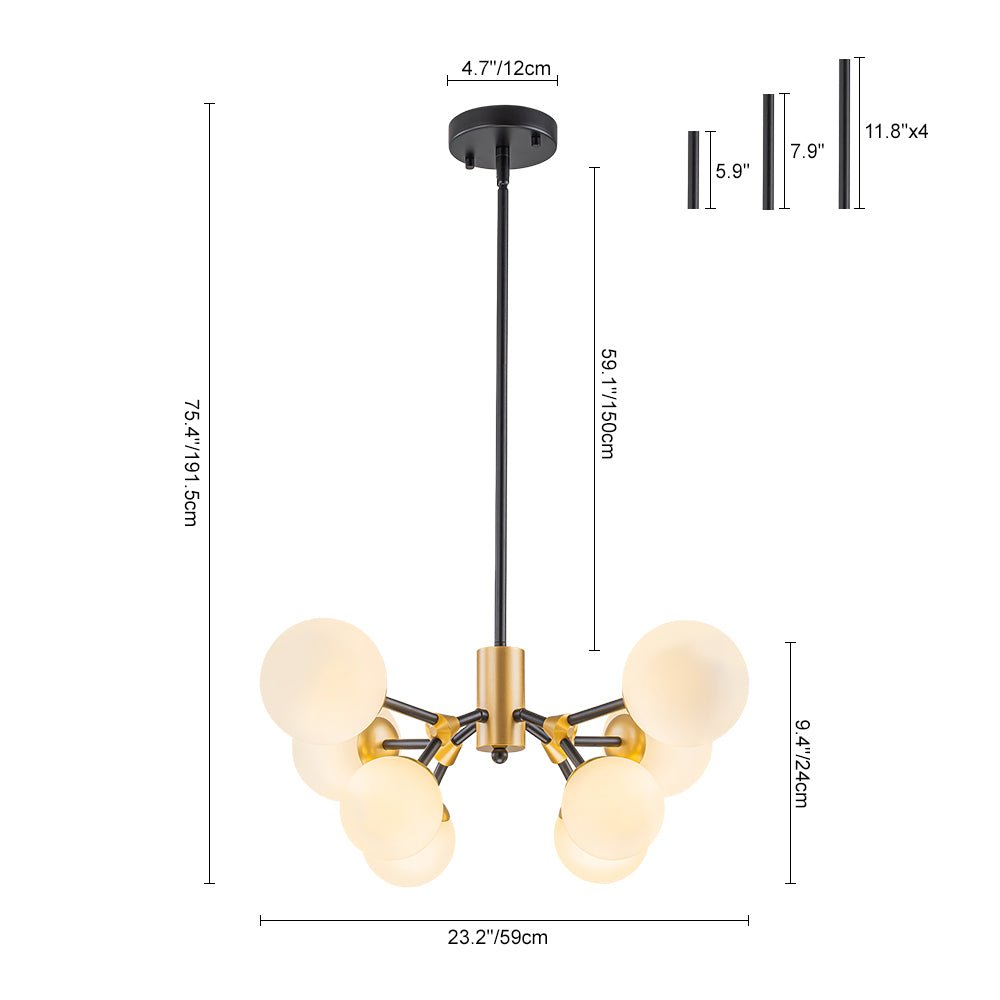 lightfixturesusa-8-light-black-brass-white-glass-globe-round-sputnik-chandelier-chandelier-232-in-5770317