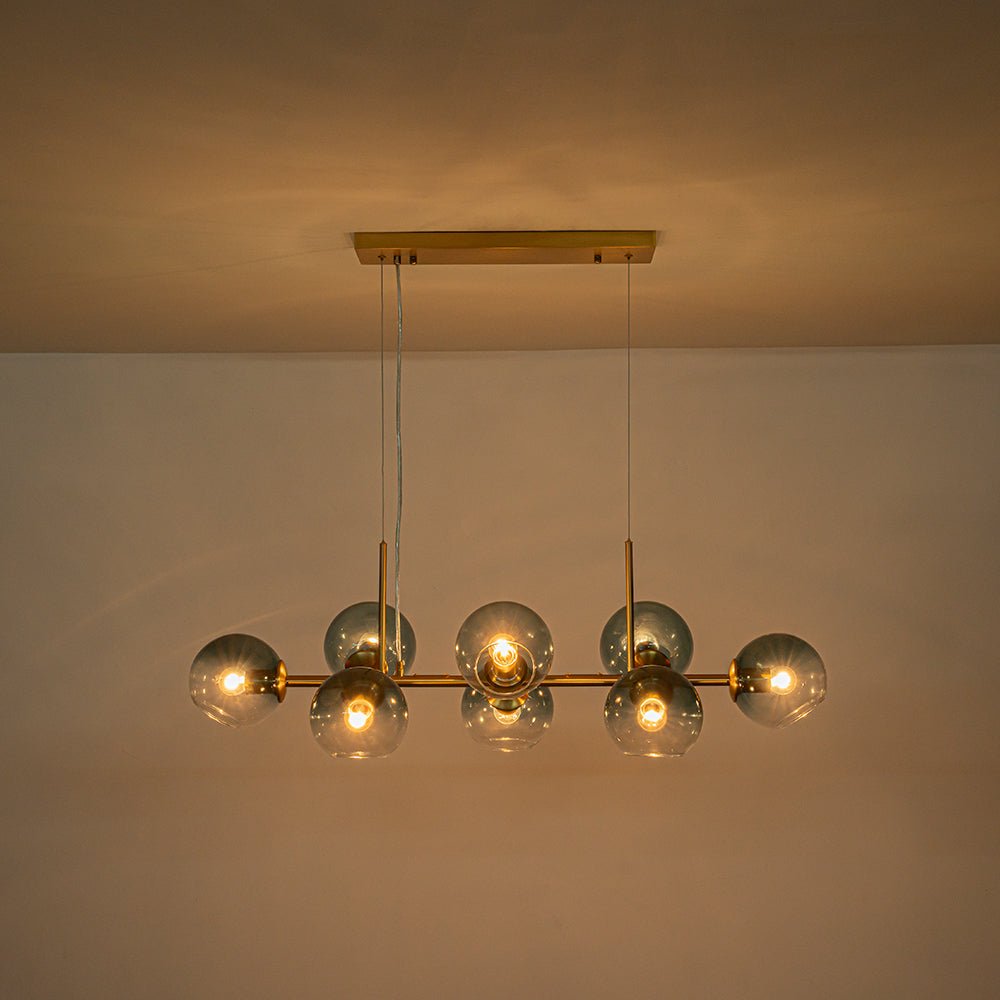 lightfixturesusa-8-light-color-tinted-glass-globe-bubble-linear-island-chandelier-chandelier-black-green-1466503