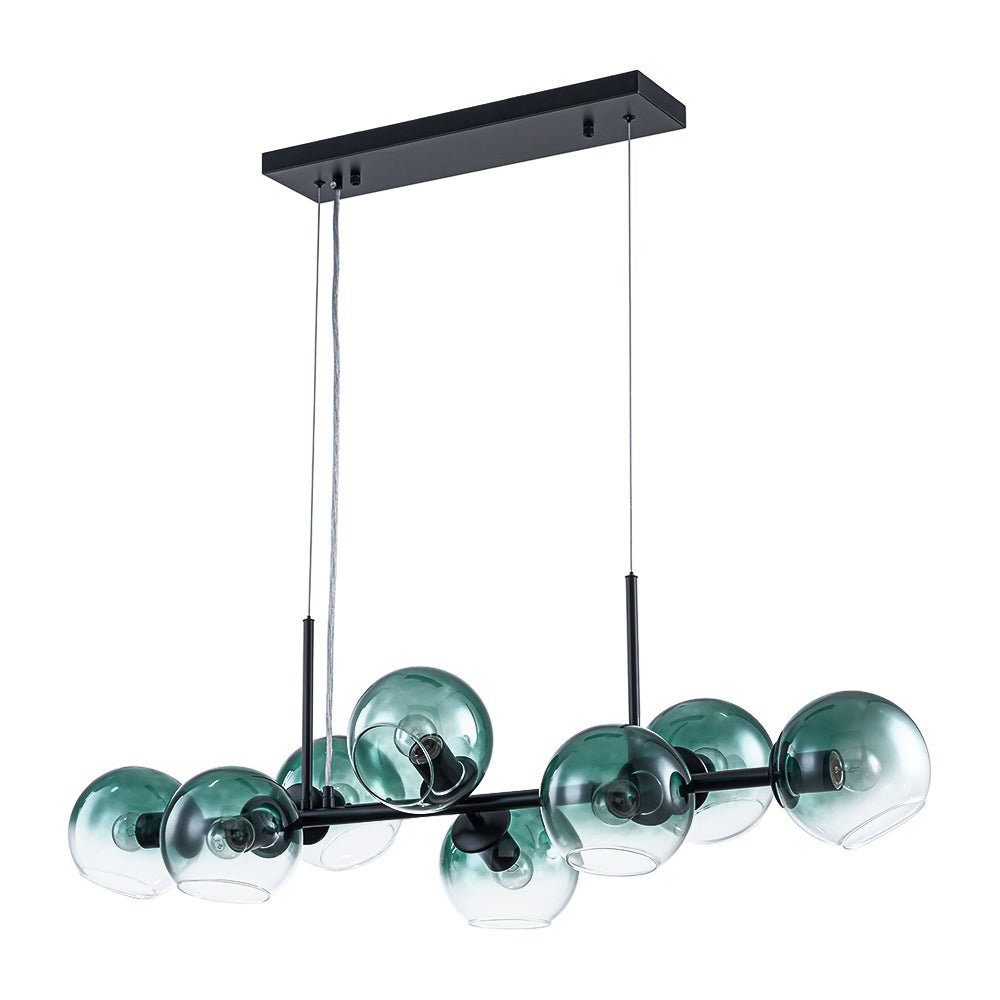 lightfixturesusa-8-light-color-tinted-glass-globe-bubble-linear-island-chandelier-chandelier-black-green-1694596