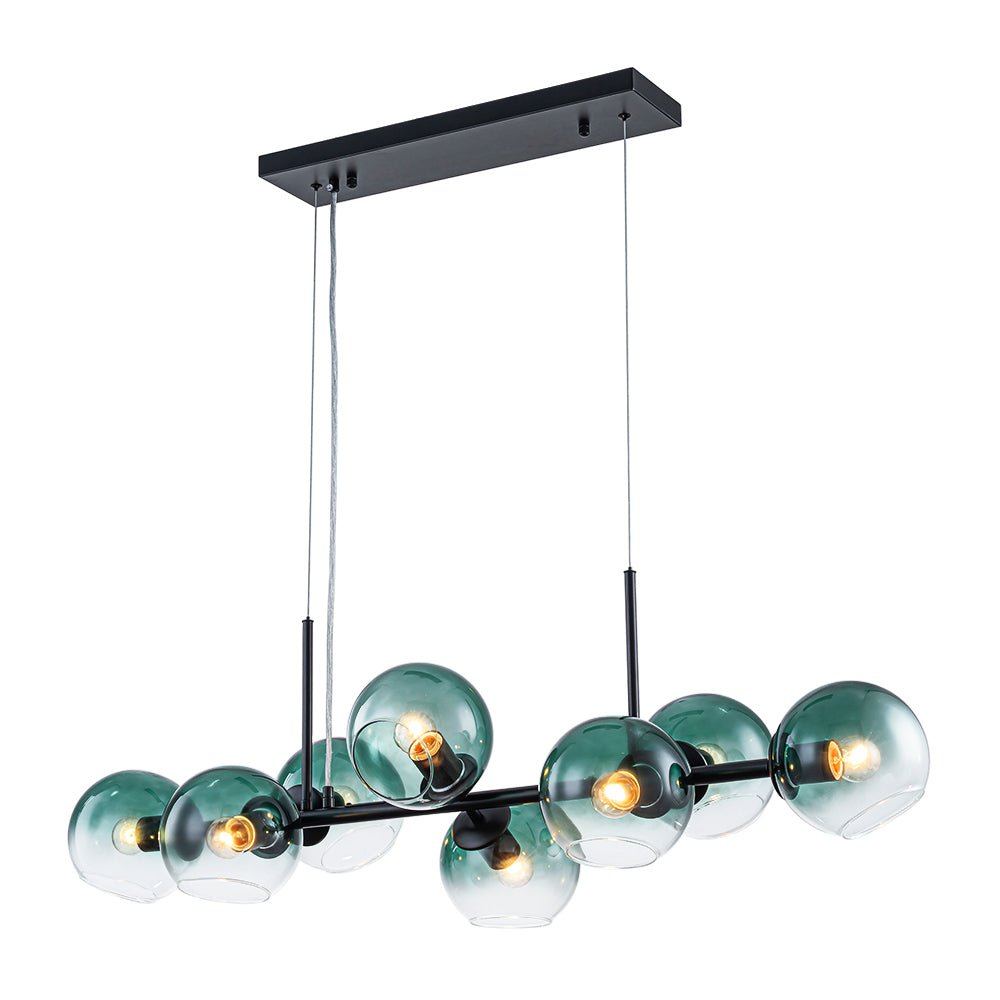 lightfixturesusa-8-light-color-tinted-glass-globe-bubble-linear-island-chandelier-chandelier-black-green-2662408