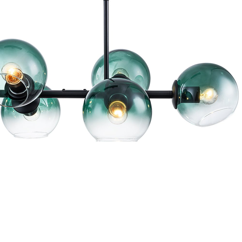 lightfixturesusa-8-light-color-tinted-glass-globe-bubble-linear-island-chandelier-chandelier-black-green-3156799
