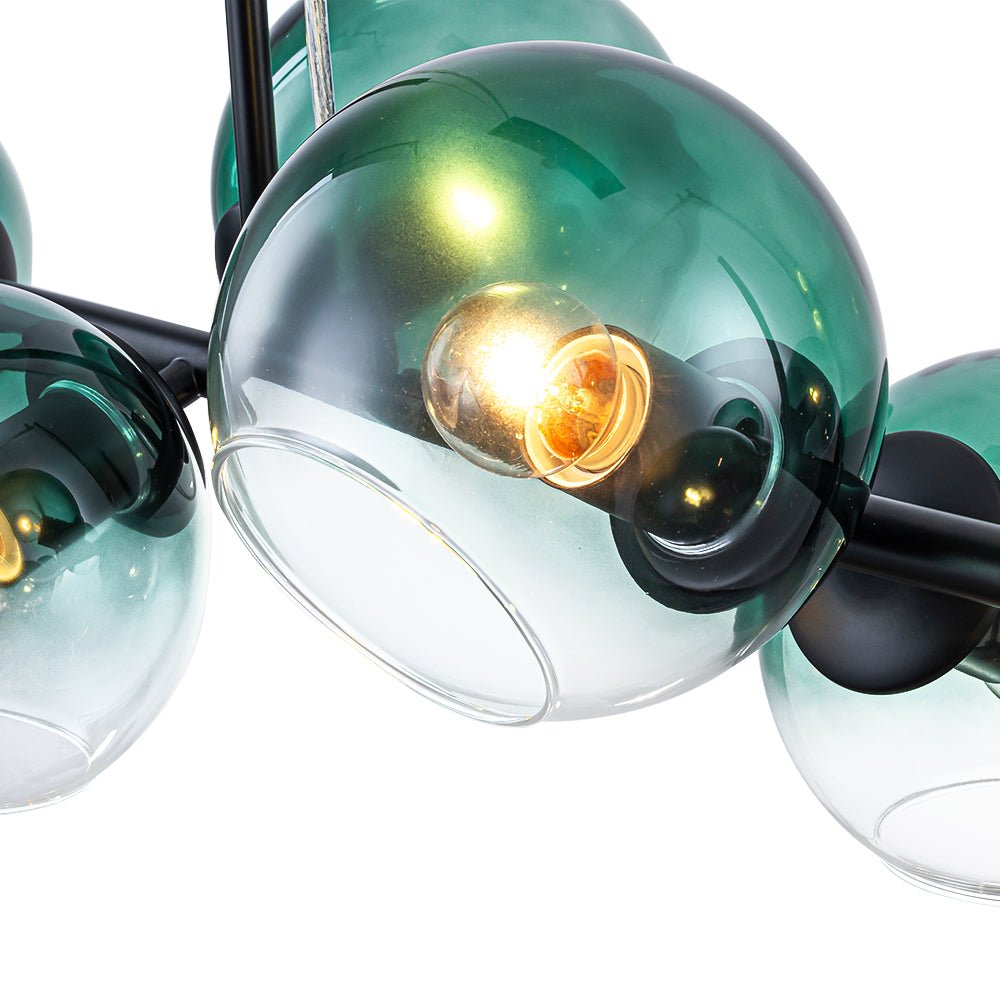 lightfixturesusa-8-light-color-tinted-glass-globe-bubble-linear-island-chandelier-chandelier-black-green-4095181