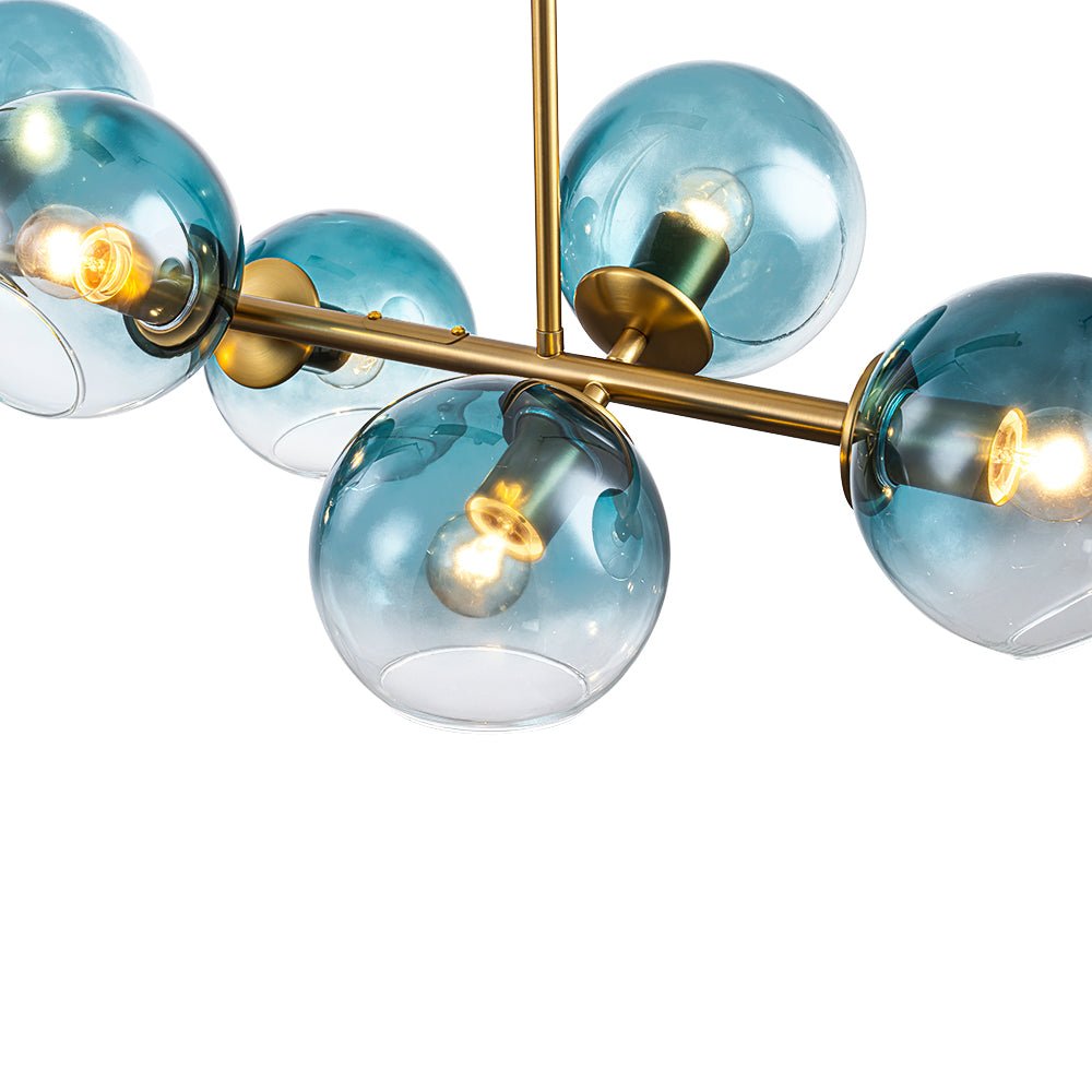 lightfixturesusa-8-light-color-tinted-glass-globe-bubble-linear-island-chandelier-chandelier-black-green-4845741