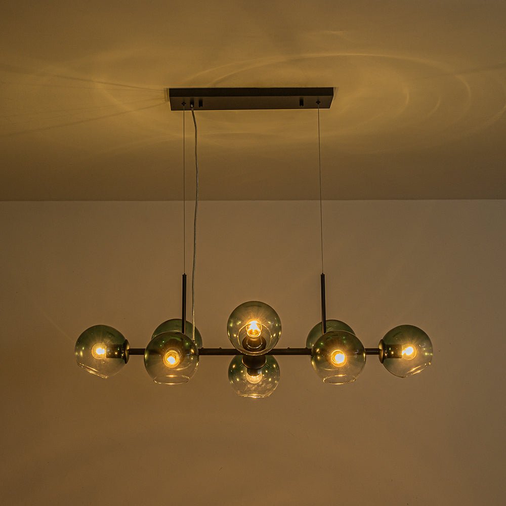 lightfixturesusa-8-light-color-tinted-glass-globe-bubble-linear-island-chandelier-chandelier-black-green-5546237
