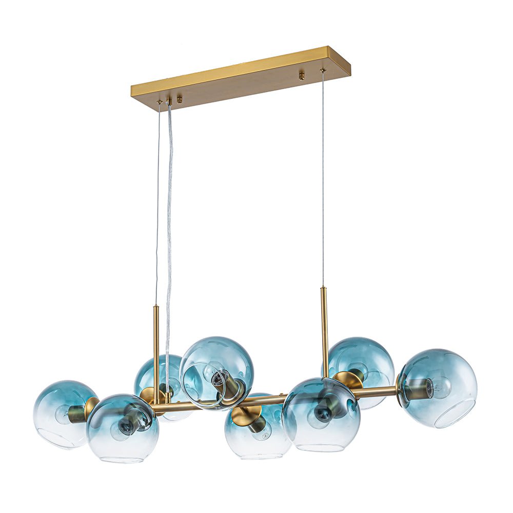 lightfixturesusa-8-light-color-tinted-glass-globe-bubble-linear-island-chandelier-chandelier-black-green-5831998