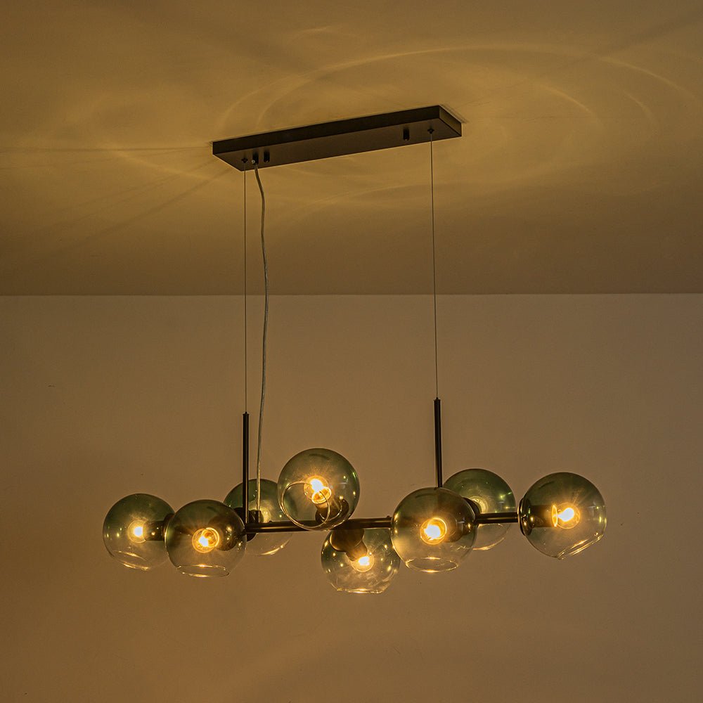lightfixturesusa-8-light-color-tinted-glass-globe-bubble-linear-island-chandelier-chandelier-black-green-7014887