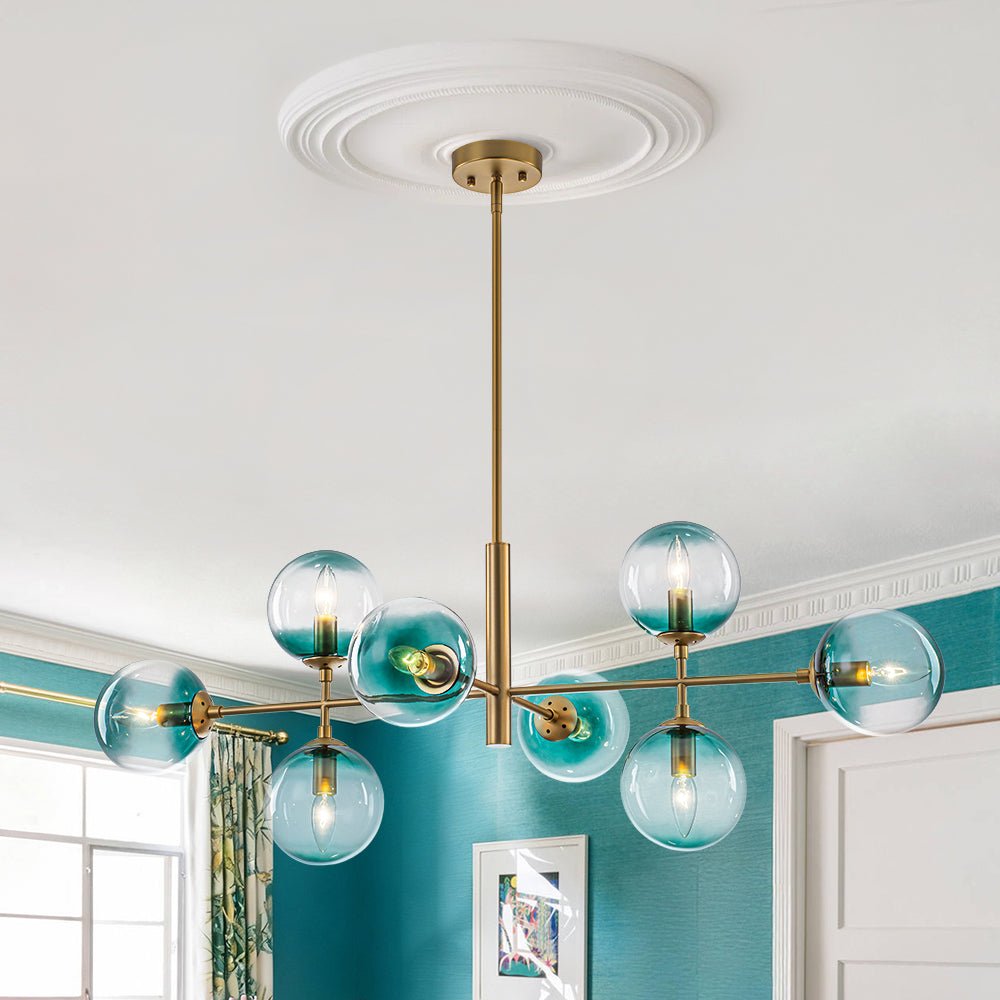 lightfixturesusa-8-light-linear-sputnik-tinted-blue-glass-bubble-chandelier-chandelier-brass-1476533 LightFixturesUSA - 8 - Light Linear Sputnik Tinted Blue Glass Bubble Chandelier - Chandelier - Brass -