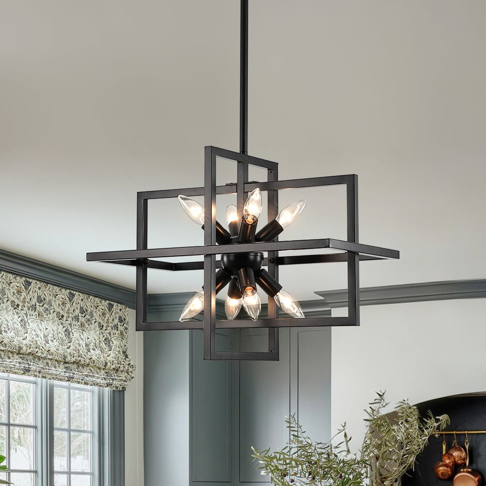 lightfixturesusa-8-light-vintage-sputnik-black-open-square-lantern-pendant-chandelier-black-4045252 LightFixturesUSA - 8 - Light Vintage Sputnik Black Open Square Lantern Pendant - Chandelier - Black -