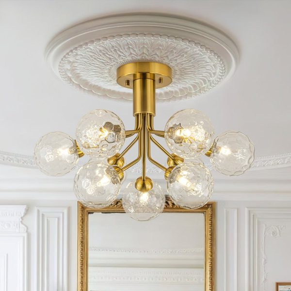 LightFixturesUSA - 9 - Light Bloom Water Glass Globe Tiered Sputnik Ceiling Light - Ceiling Light - Brass - 