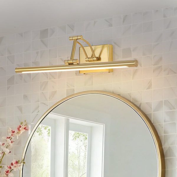 LightFixturesUSA - Adjustable Dimmable LED Linear Vanity Lamp Picture Light - Wall Sconce - Brass - 1 Pack - 