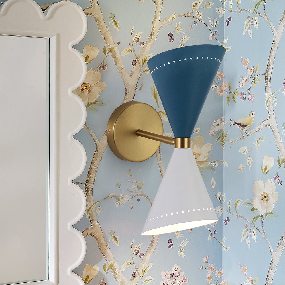 lightfixturesusa-art-deco-2-light-up-down-dual-cone-wall-sconce-wall-sconce-blue-white-1-pack-1667713 LightFixturesUSA - Art Deco 2 - Light Up Down Dual Cone Wall Sconce - Wall Sconce - Blue + White - 1 Pack -