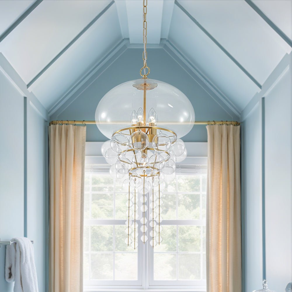 lightfixturesusa-art-deco-brass-tiered-clear-glass-jellyfish-style-chandelier-chandelier-brass-3342118 LightFixturesUSA - Art Deco Brass Tiered Clear Glass Jellyfish Style Chandelier - Chandelier - Brass -