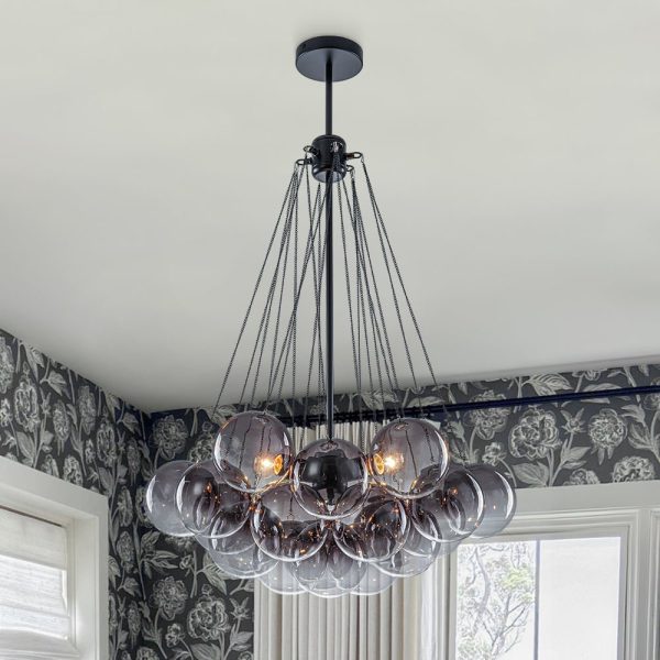 LightFixturesUSA - Art Deco Color Cluster Glass Globe Bubble Chandelier - Chandelier - Gray -