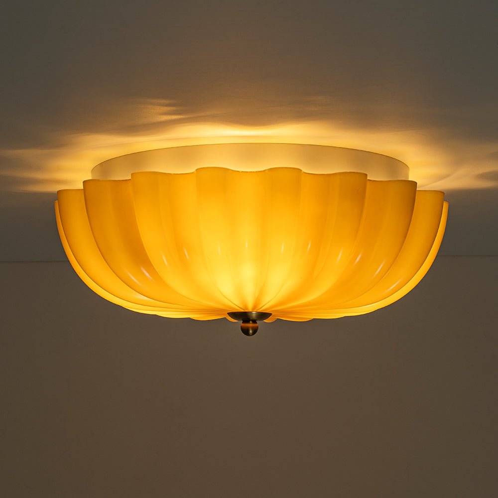 lightfixturesusa-art-deco-pleated-flower-shine-glass-semi-flush-mount-ceiling-light-brown-3243171